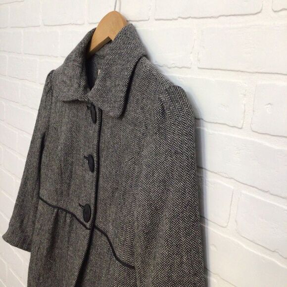 Rw & co. Wool Blazer crop empire wool blend blazer size 2 houndstooth - Picture 2 of 12